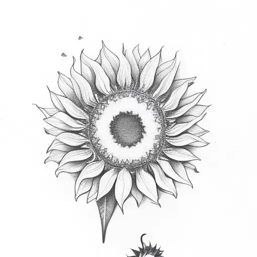 cursive jay with sunflower heart tattoo design idea
