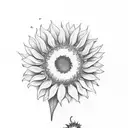 cursive jay with sunflower heart tattoo design idea