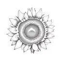 cursive jay with sunflower heart tattoo design idea