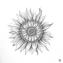 cursive jay with sunflower heart tattoo design idea