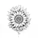 cursive jay with sunflower heart tattoo design idea