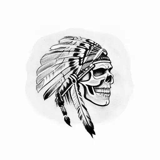native indian skull  tattoo design idea