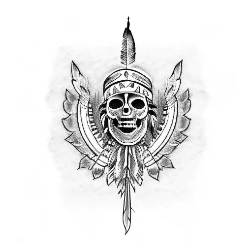 native indian skull  tattoo design idea