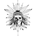 native indian skull  tattoo design idea