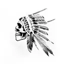 native indian skull  tattoo design idea