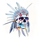 native indian skull warrior  tattoo design idea