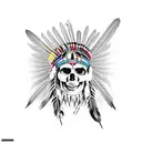 native indian skull warrior  tattoo design idea