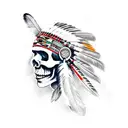 native indian skull warrior  tattoo design idea