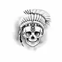 native indian skull  tattoo design idea