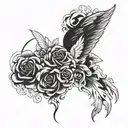 roses clouds angel wings tattoo design idea