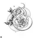 camellia flowers and a crescent moon tattoo design idea