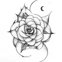 camellia flowers and a crescent moon tattoo design idea