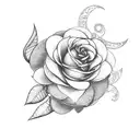 camellia flowers and a crescent moon tattoo design idea