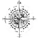 A minimalist tattoo design combining a compass and a star, symbolizing guidance and exploration tattoo design idea