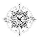 A minimalist tattoo design combining a compass and a star, symbolizing guidance and exploration tattoo design idea