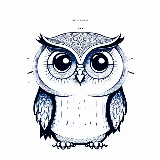 CUTE LIGHT owl tattoo design idea