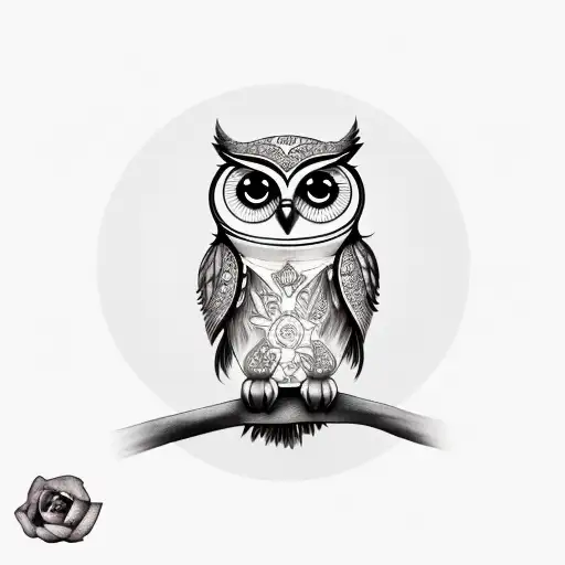 CUTE LIGHT OWL tattoo design idea