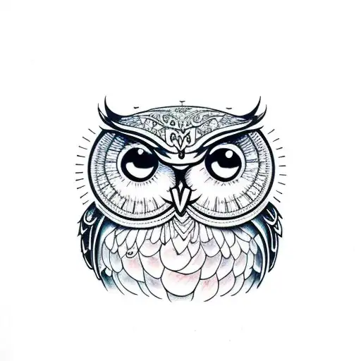 CUTE LIGHT OWL tattoo design idea