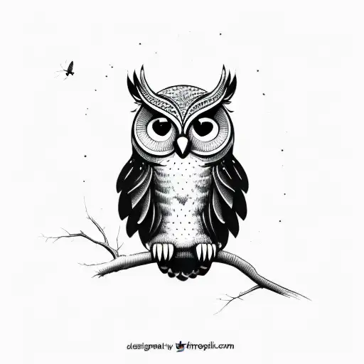 CUTE LIGHT WINGS owl tattoo design idea