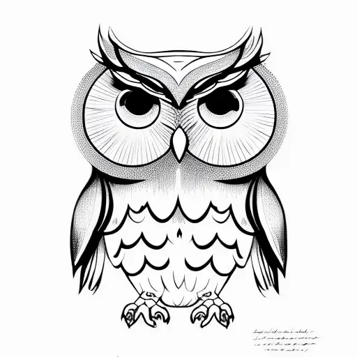 CUTE LIGHT WINGS owl tattoo design idea