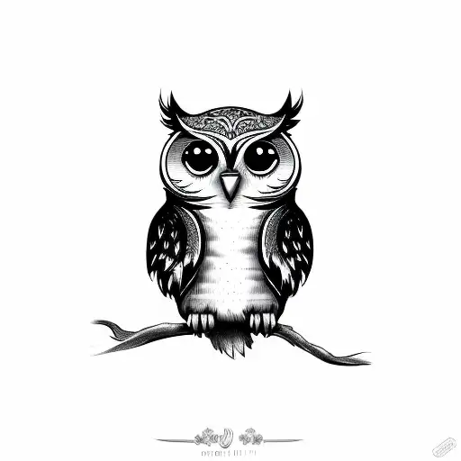CUTE LIGHT owl tattoo design idea