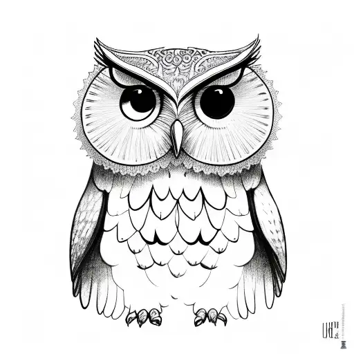 CUTE LIGHT WINGS owl tattoo design idea