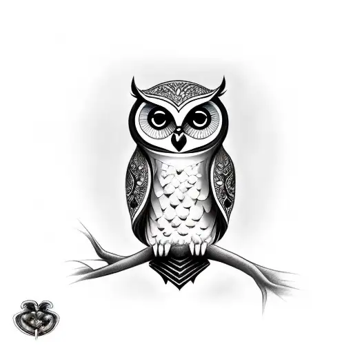 CUTE LIGHT OWL tattoo design idea