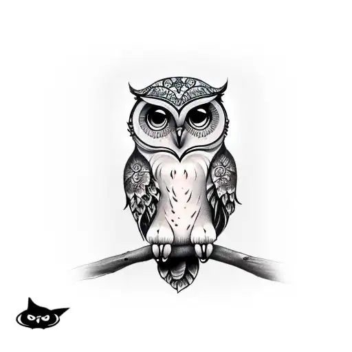 CUTE LIGHT OWL tattoo design idea