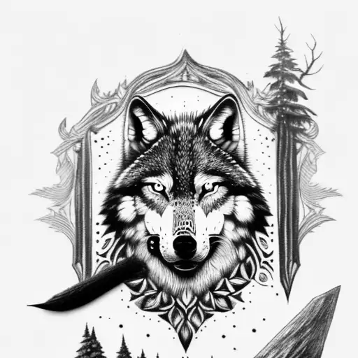 WARRIOR WOLF tattoo design idea