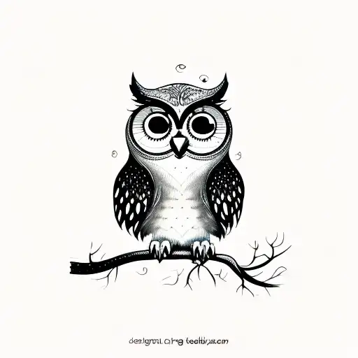 CUTE LIGHT owl tattoo design idea