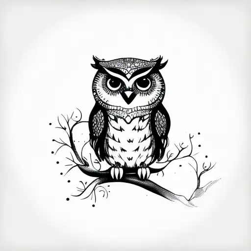 CUTE LIGHT owl tattoo design idea