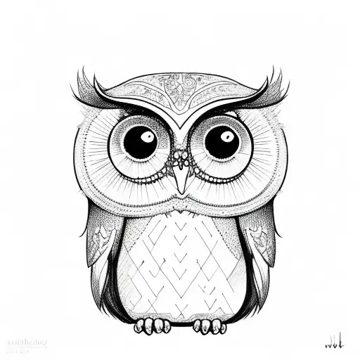 CUTE LIGHT owl tattoo design idea
