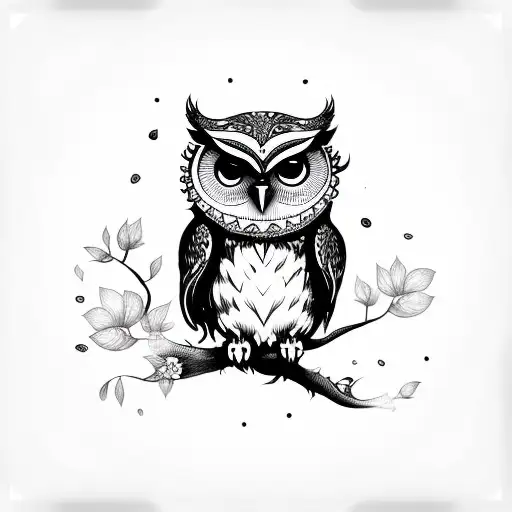 CUTE LIGHT owl tattoo design idea
