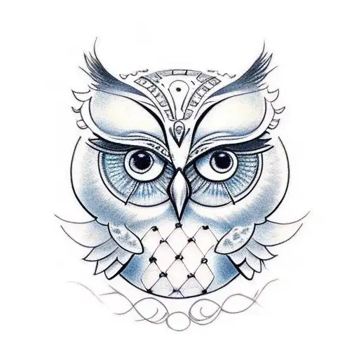 CUTE LIGHT OWL tattoo design idea