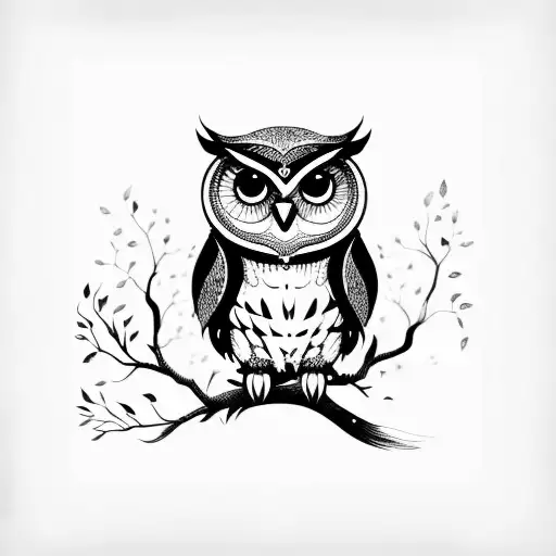 CUTE LIGHT owl tattoo design idea