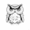 CUTE LIGHT WINGS owl tattoo design idea