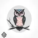 CUTE LIGHT OWL tattoo design idea