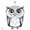 CUTE LIGHT owl tattoo design idea