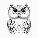 CUTE LIGHT WINGS owl tattoo design idea