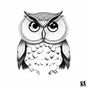 CUTE LIGHT WINGS owl tattoo design idea