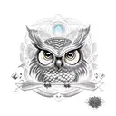 CUTE LIGHT OWL tattoo design idea