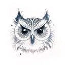 CUTE LIGHT OWL tattoo design idea