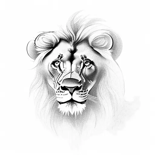 male adult lion, female adult lion, baby lion tattoo design idea