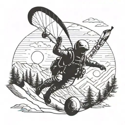 paragliding  guy and hiking guy tattoo design idea