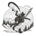 paragliding  guy and hiking guy tattoo design idea