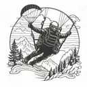 paragliding  guy and hiking guy tattoo design idea