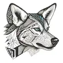 siberian husky symmetrical face with half of the face with realism and the other half with tribal tattoo design idea