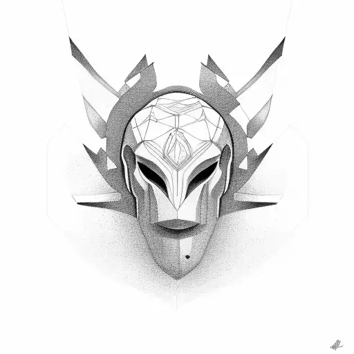 omni mask, minimalist  tattoo design idea