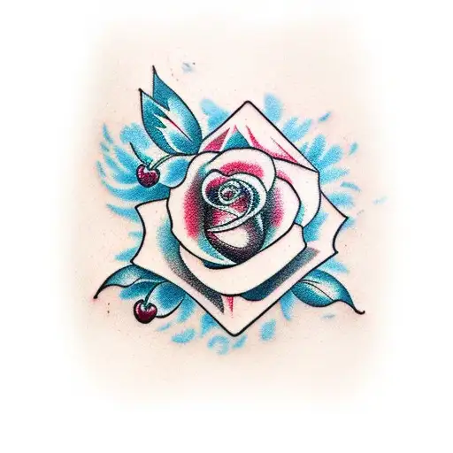 Black rose and cherry blossom tattoo design idea