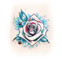 Black rose and cherry blossom tattoo design idea